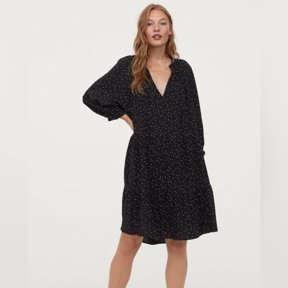 H&M Polka Dot Dress in Black and White Womens Medium